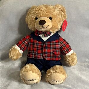 Belkie Bear 2020 Classic Teddy Bear with Plaid Jacket and Bow Tie NWT